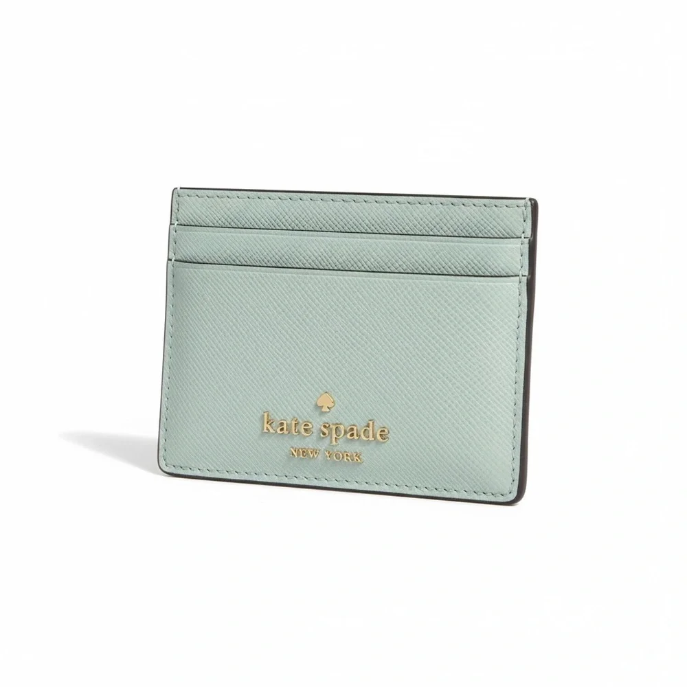 Kate Spade Madison‎ Small Slim Card Holder Blue Glow Saffiano Leather pre loved